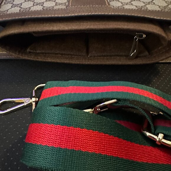 Gucci Vintage Sherry Line Red/gGreen Web Converted Clutch bag . - Picture 8 of 13